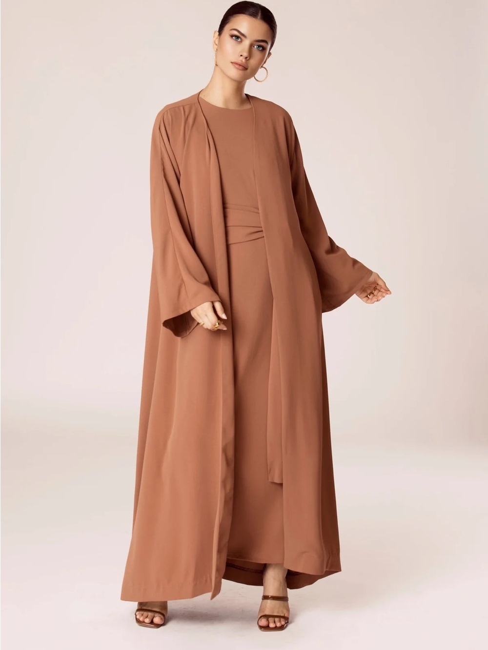 Veiled Collection 2-Piece Abaya Set Long Sleeve Maxi Dress plus Abaya